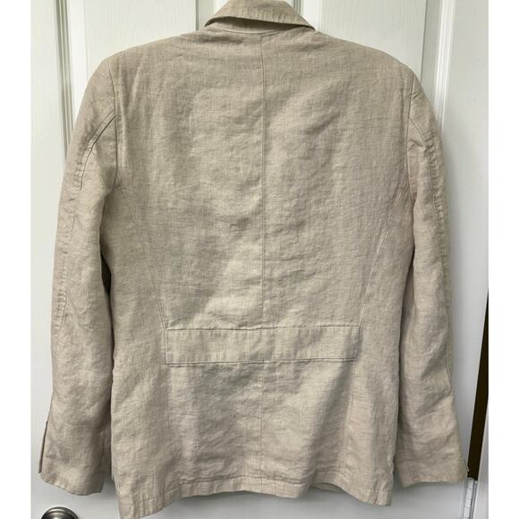 Murano beige 100% linen medium Blazer light brown tan women's 2 button - Picture 2 of 9